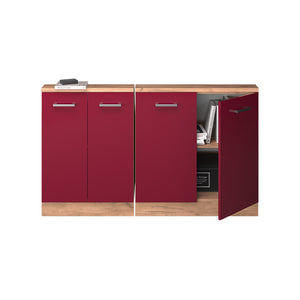 Vicco Mobile cucina sottotetto Rosso lucido/rovere dorato 140 cm Set di 2