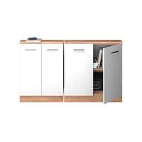 Vicco Mobile cucina sottotetto Bianco lucido/oro power oak 140 cm Set di 2