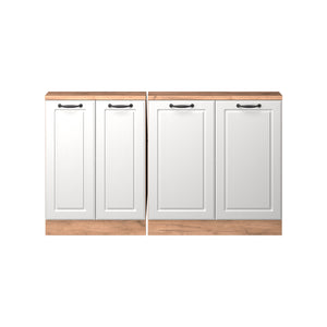 Vicco Mobile cucina sottotetto Casa di campagna bianca/quercia dorata 140 cm Set di 2