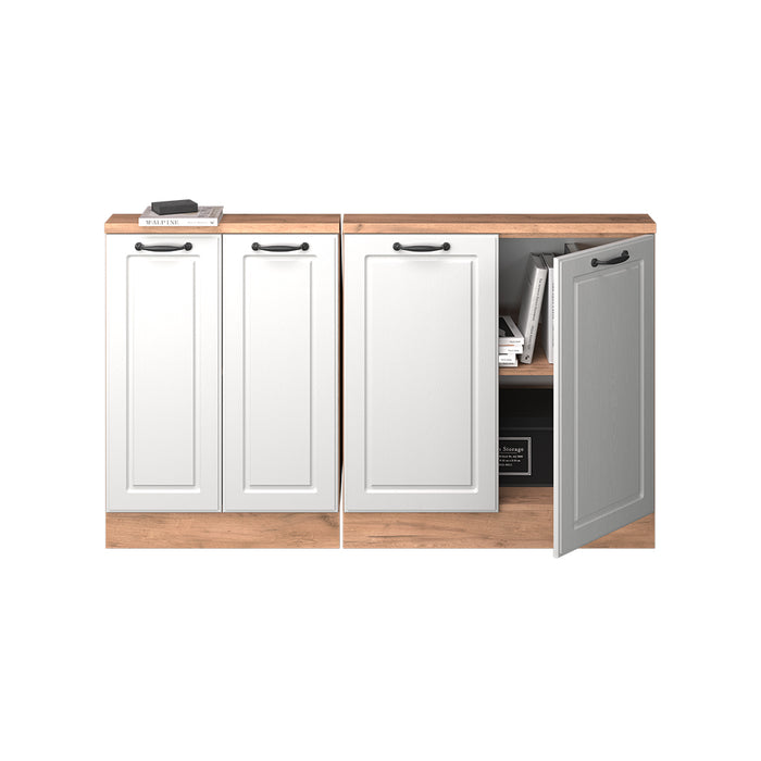 Vicco Mobile cucina sottotetto Casa di campagna bianca/quercia dorata 140 cm Set di 2