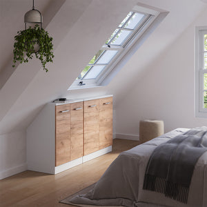 Vicco Mobile cucina sottotetto Quercia dorata/bianco 140 cm Set di 2