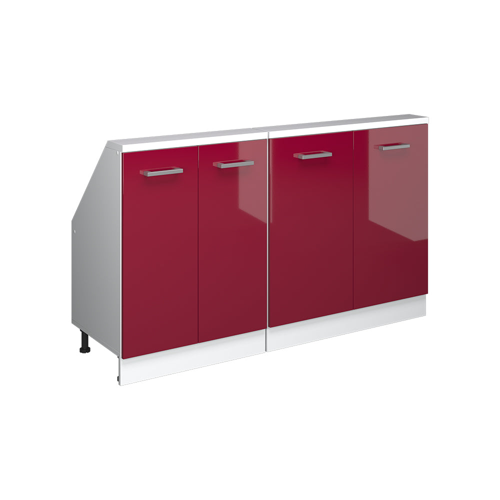 Vicco Mobile cucina sottotetto Rosso lucido/bianco 140 cm Set di 2