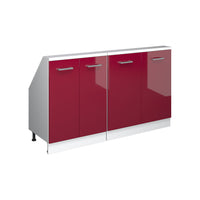 Vicco Mobile cucina sottotetto Rosso lucido/bianco 140 cm Set di 2