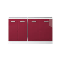 Vicco Mobile cucina sottotetto Rosso lucido/bianco 140 cm Set di 2