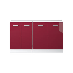 Vicco Mobile cucina sottotetto Rosso lucido/bianco 140 cm Set di 2