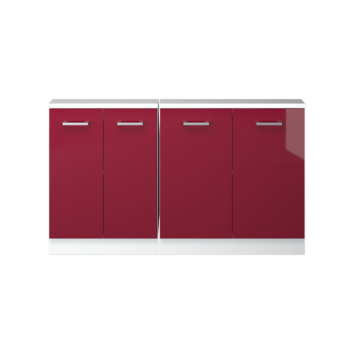 Vicco Mobile cucina sottotetto Rosso lucido/bianco 140 cm Set di 2