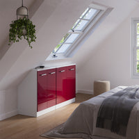 Vicco Set di mobili sottotetto Bordeaux lucido/bianco Set di 2