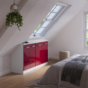 Vicco Set di mobili sottotetto Bordeaux lucido/bianco Set di 2