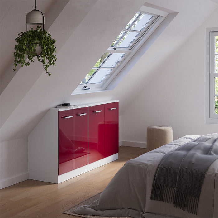 Vicco Set di mobili sottotetto Bordeaux lucido/bianco Set di 2