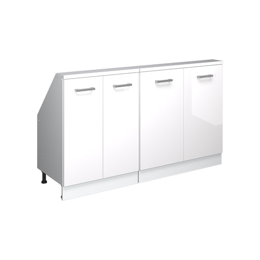 Vicco Mobile cucina sottotetto Bianco lucido/bianco 140 cm Set di 2