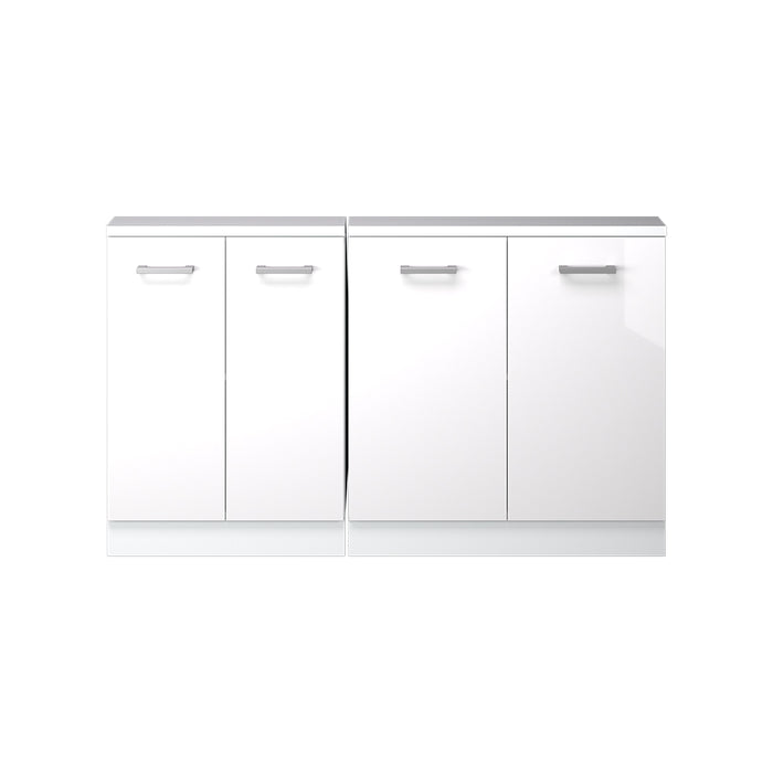 Vicco Mobile cucina sottotetto Bianco lucido/bianco 140 cm Set di 2