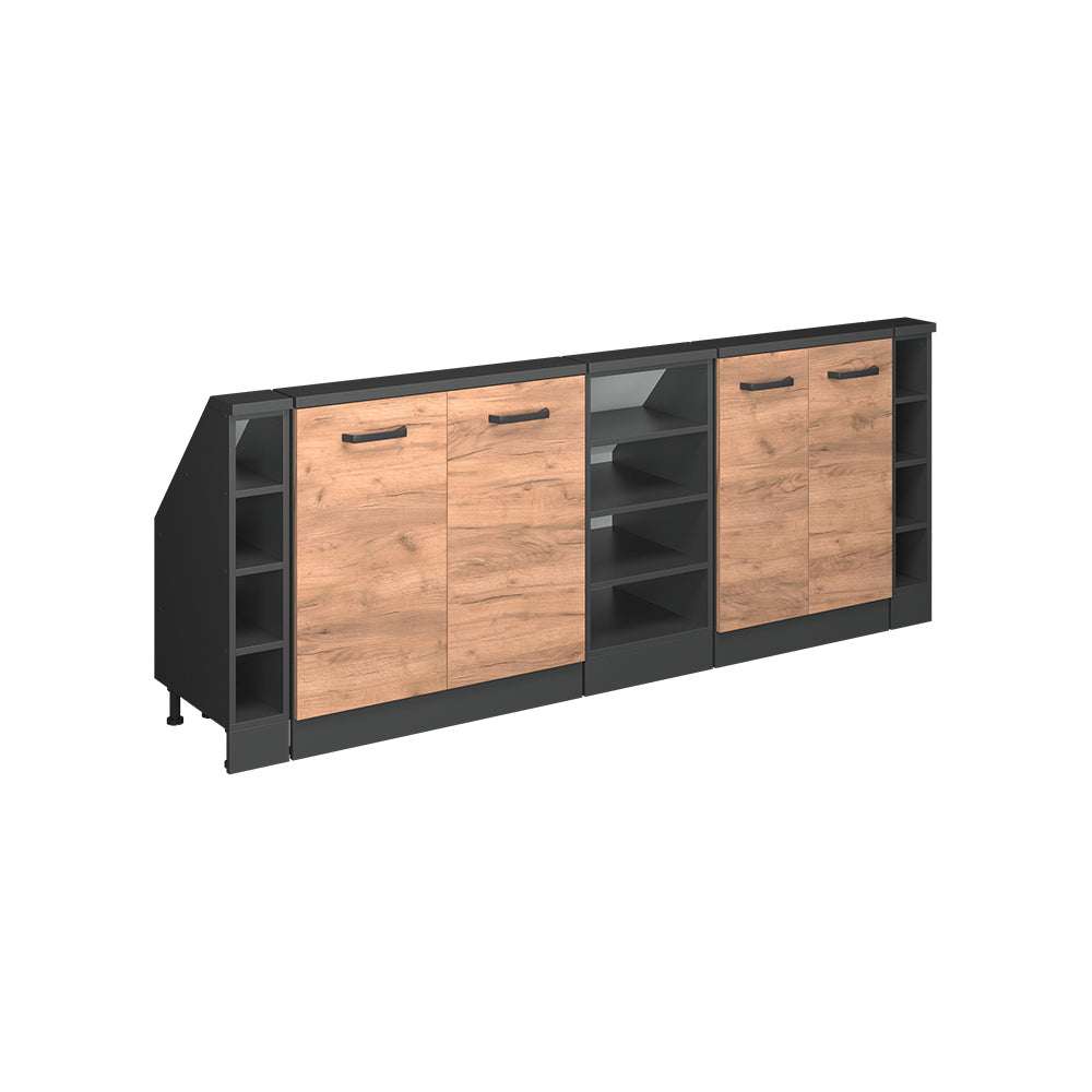 Vicco Mobile cucina sottotetto Quercia dorata/antracite 210 cm Set di 5