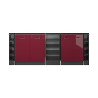 Vicco Mobile cucina sottotetto Rosso lucido/antracite 215 cm Set di 5