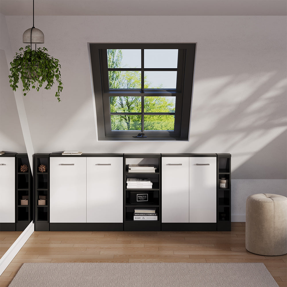 Vicco Set di mobili sottotetto Bianco lucido/antracite Set di 5