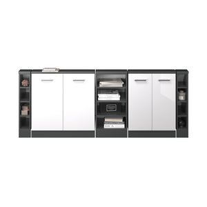 Vicco Mobile cucina sottotetto Bianco lucido/antracite 215 cm Set di 5