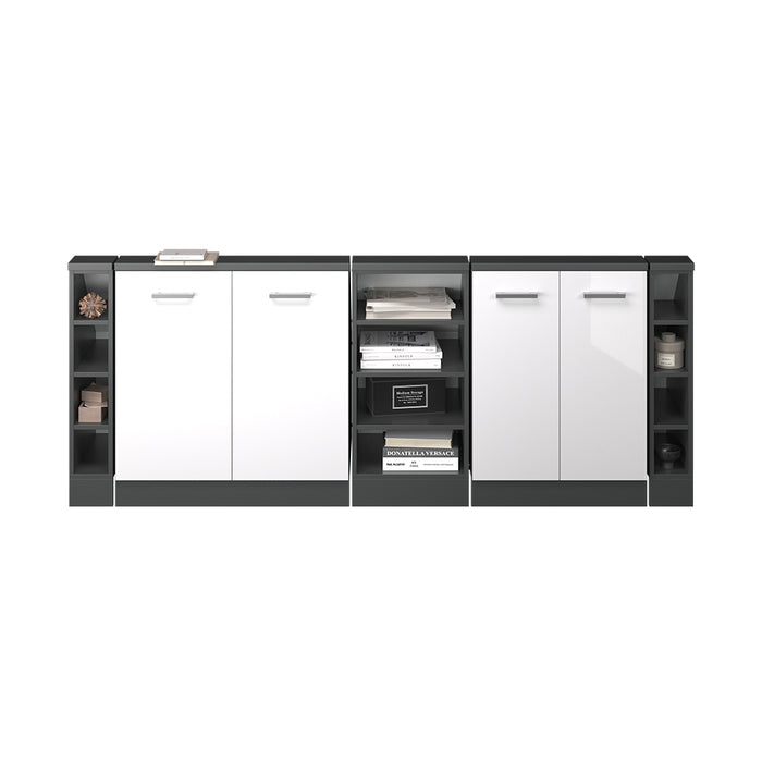 Vicco Mobile cucina sottotetto Bianco lucido/antracite 215 cm Set di 5