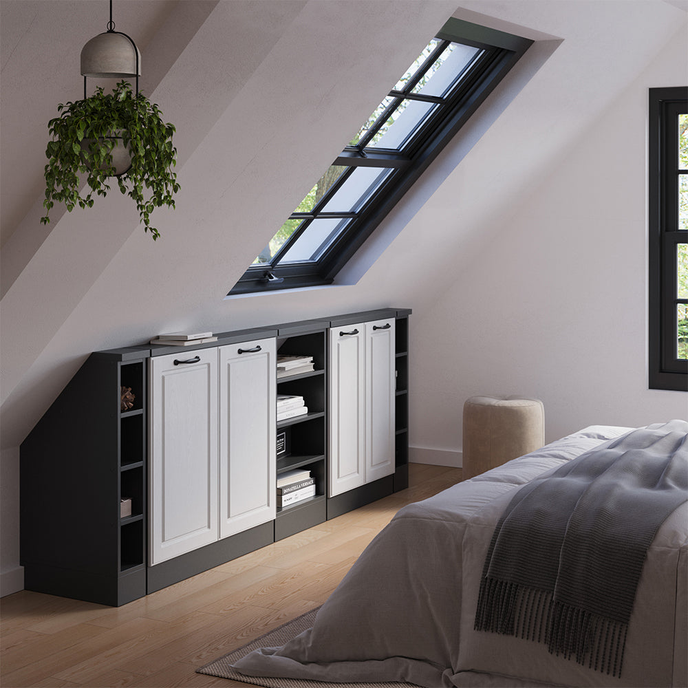 Vicco Mobile cucina sottotetto Bianco casa di campagna/antracite 215 cm Set di 5