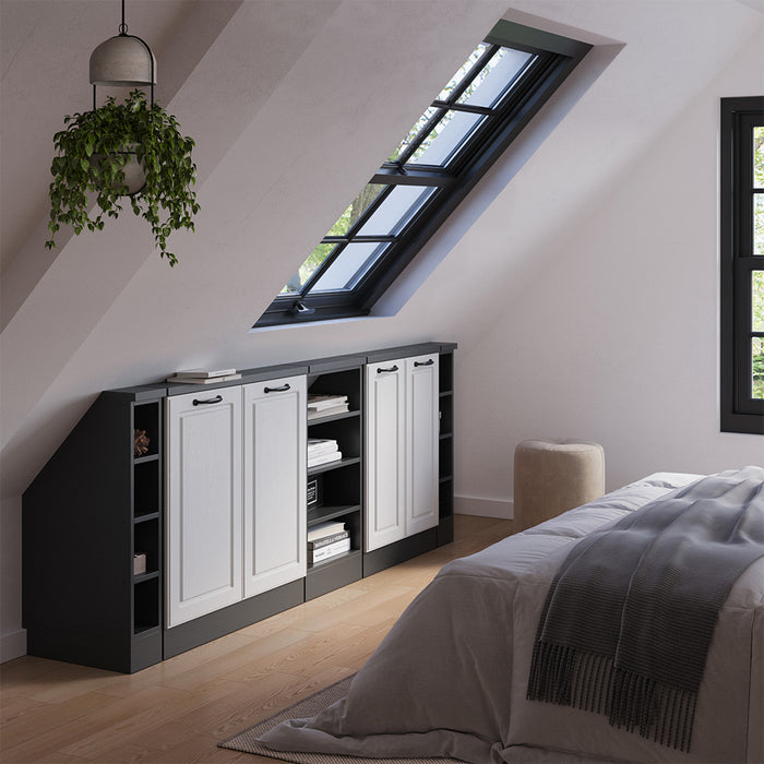 Vicco Mobile cucina sottotetto Bianco casa di campagna/antracite 215 cm Set di 5