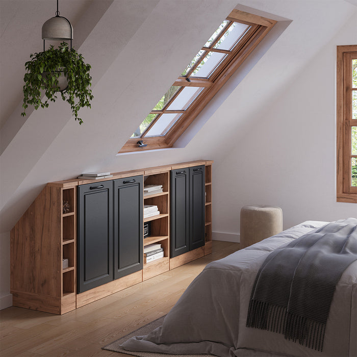 Vicco Mobile cucina sottotetto Antracite Country House/oro Kraft Oak 215 cm Set di 5