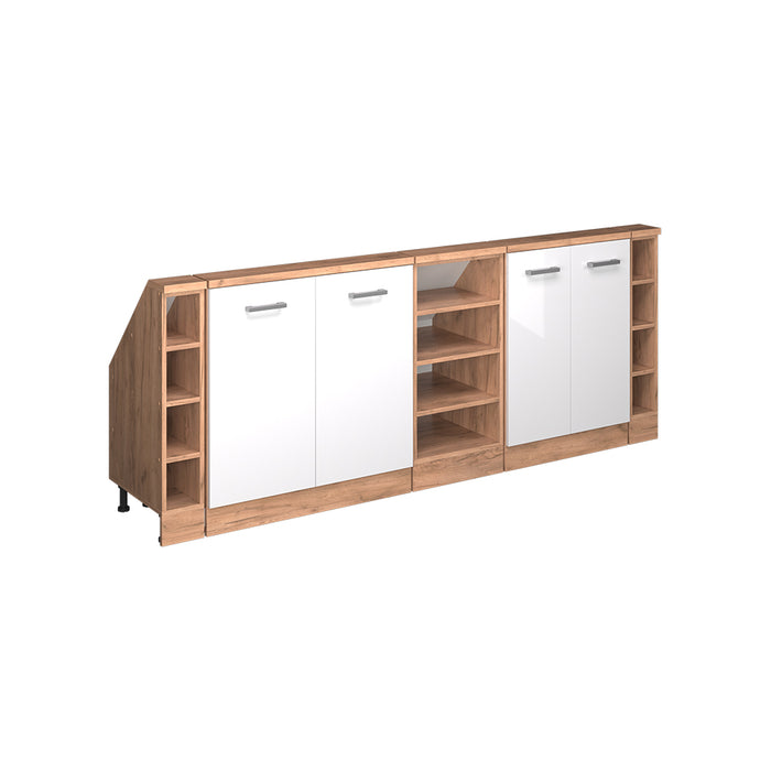 Vicco Set di mobili sottotetto Bianco lucido/oro power oak Set di 5