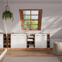 Vicco Set di mobili sottotetto Bianco lucido/oro power oak Set di 5