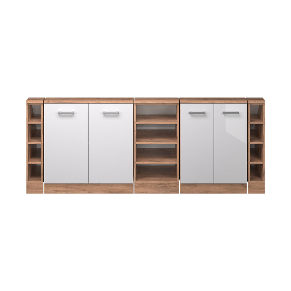 Vicco Mobile cucina sottotetto Bianco lucido/oro power oak 215 cm Set di 5