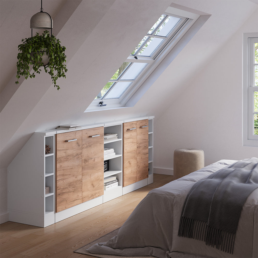 Vicco Mobile cucina sottotetto Quercia dorata/bianco 215 cm Set di 5