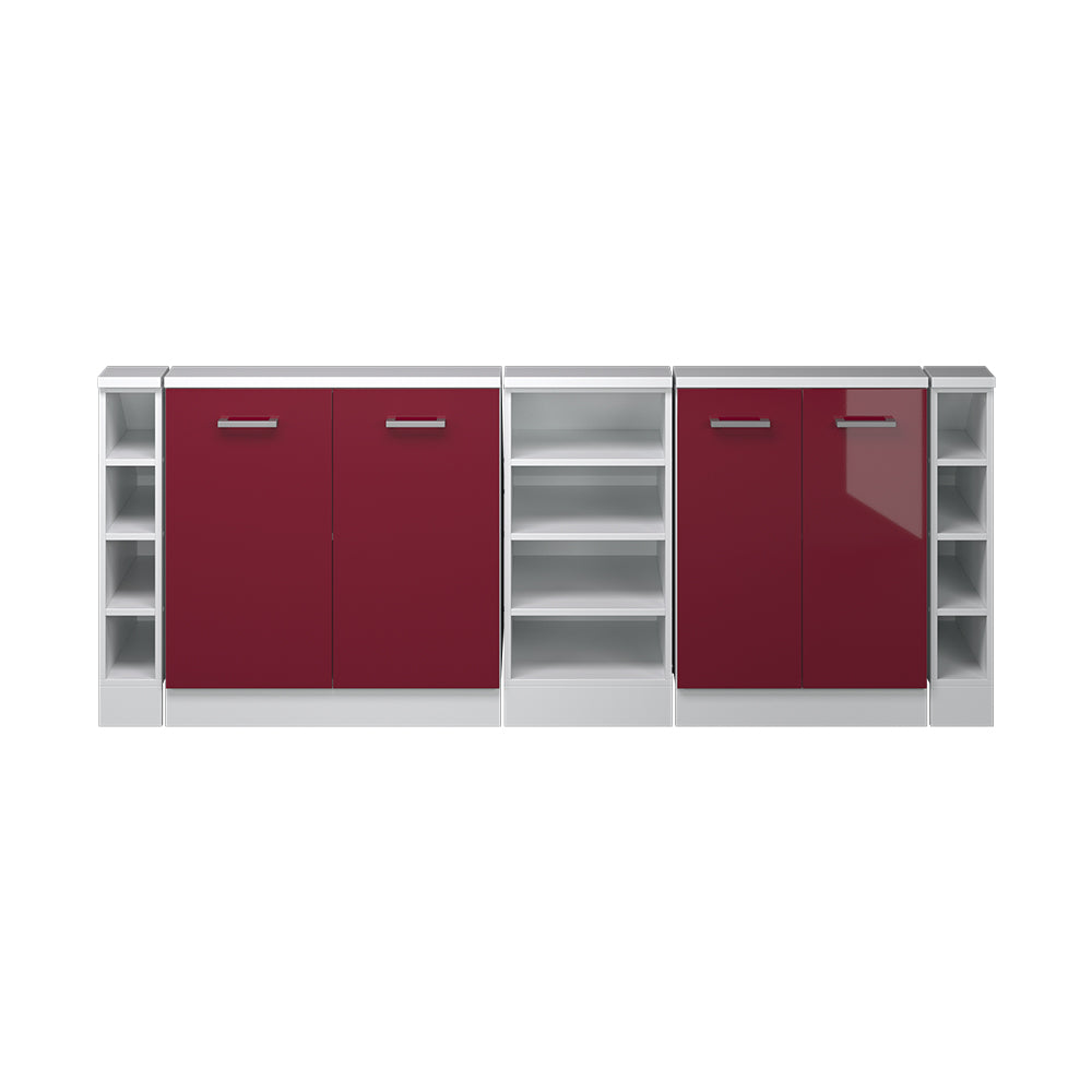 Vicco Mobile cucina sottotetto Rosso lucido/bianco 215 cm Set di 5