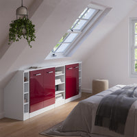 Vicco Set di mobili sottotetto Bordeaux lucido/bianco Set di 5