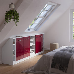 Vicco Set di mobili sottotetto Bordeaux lucido/bianco Set di 5