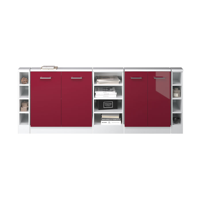 Vicco Mobile cucina sottotetto Rosso lucido/bianco 215 cm Set di 5