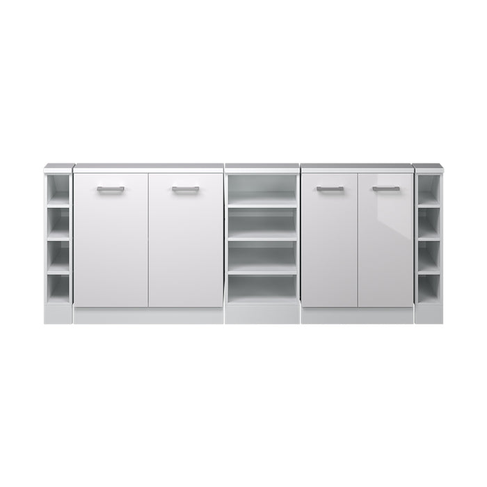 Vicco Mobile cucina sottotetto Bianco lucido/bianco 215 cm Set di 5