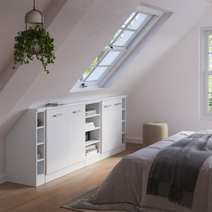 Vicco Set di mobili sottotetto Bianco lucido/bianco Set di 5