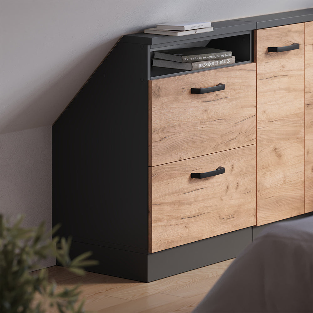 Vicco Mobile sottotetto Quercia dorata/antracite con 2 cassetti