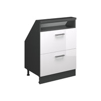 Vicco Mobile cucina sottotetto Bianco lucido/antracite 60 cm con 2 cassetti