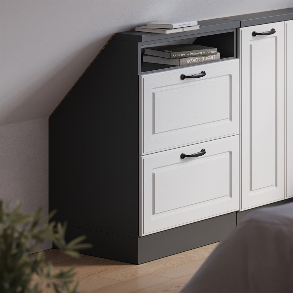 Vicco Mobile sottotetto Bianco casa di campagna/antracite con 2 cassetti