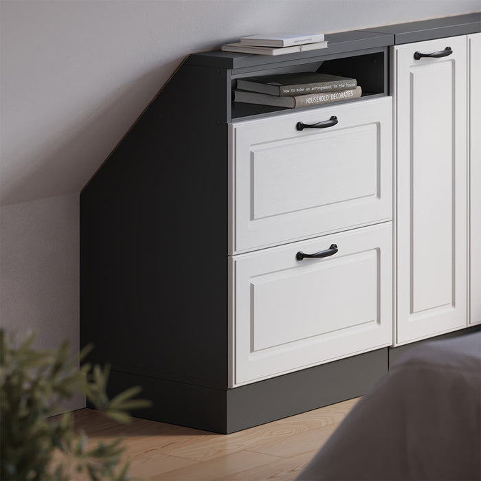 Vicco Mobile sottotetto Bianco casa di campagna/antracite con 2 cassetti