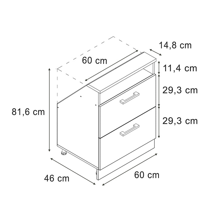 Vicco Mobile cucina sottotetto Antracite Country House/oro Kraft Oak 60 cm con 2 cassetti