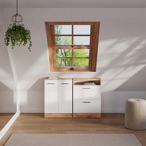 Vicco Mobile sottotetto Bianco lucido/oro power oak con 2 cassetti