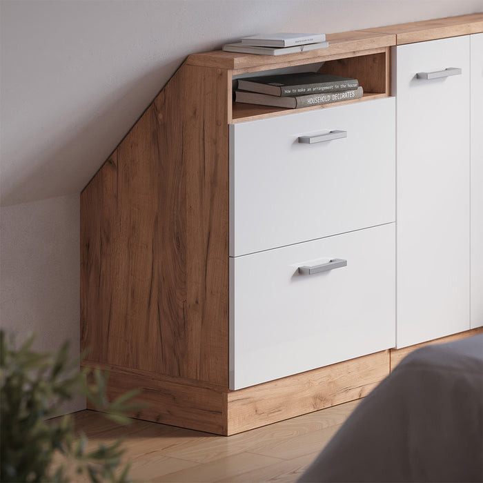 Vicco Mobile sottotetto Bianco lucido/oro power oak con 2 cassetti