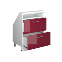 Vicco Mobile cucina sottotetto Rosso lucido/bianco 60 cm con 2 cassetti