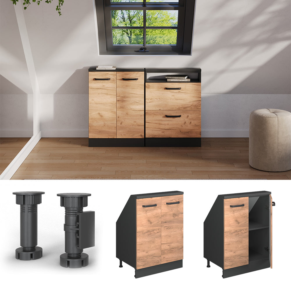 Vicco Mobile sottotetto Quercia dorata/antracite con 2 porte