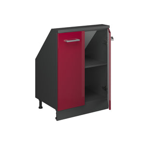 Vicco Mobile cucina sottotetto Rosso lucido/antracite 60 cm con 2 porte