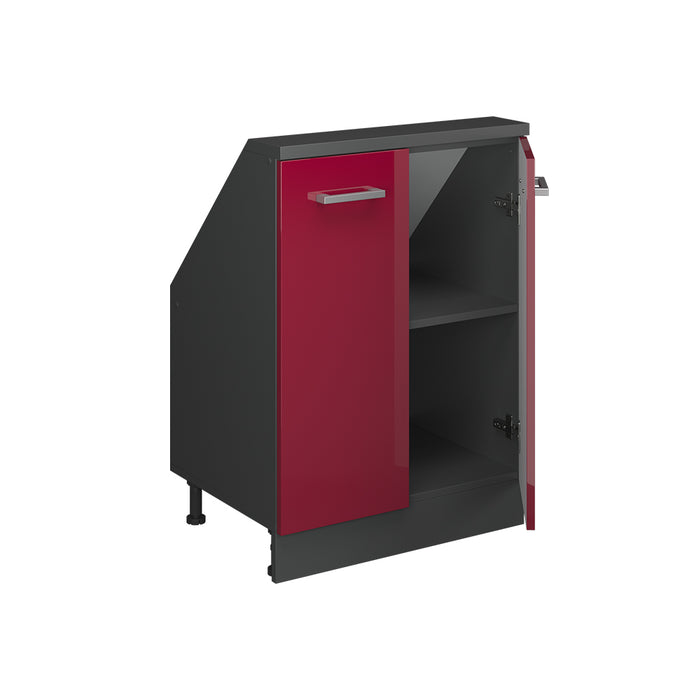 Vicco Mobile cucina sottotetto Rosso lucido/antracite 60 cm con 2 porte