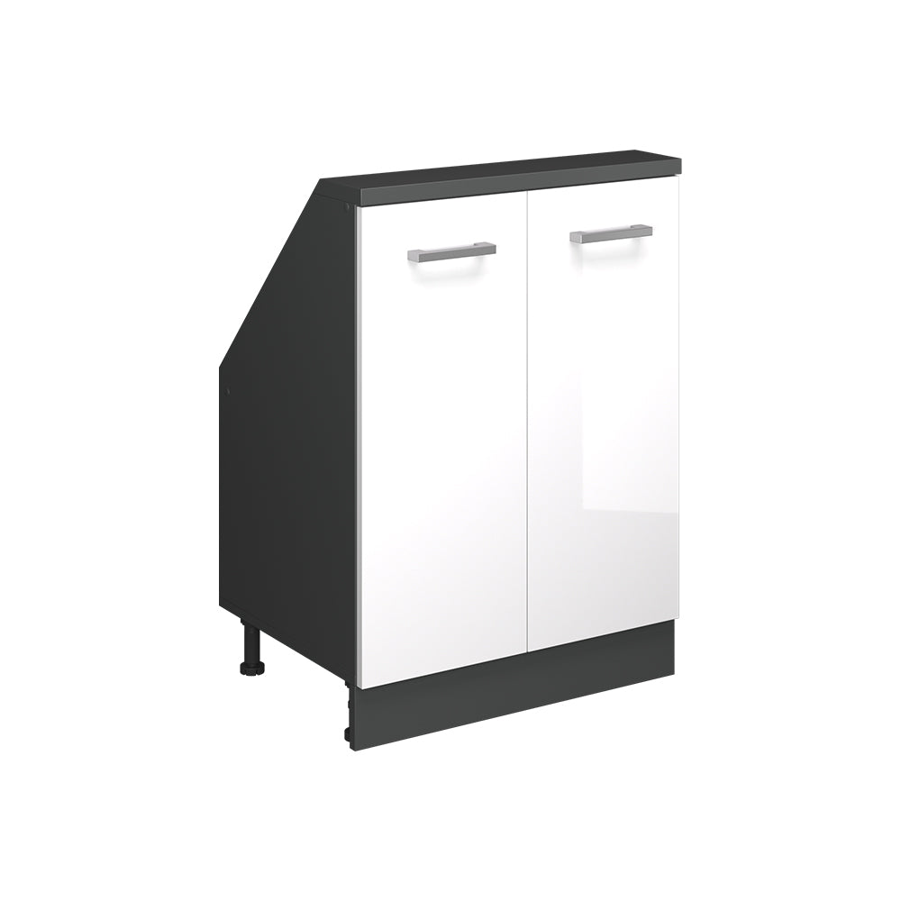 Vicco Mobile cucina sottotetto Bianco lucido/antracite 60 cm con 2 porte