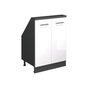Vicco Mobile cucina sottotetto Bianco lucido/antracite 60 cm con 2 porte