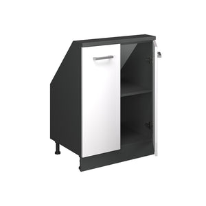 Vicco Mobile cucina sottotetto Bianco lucido/antracite 60 cm con 2 porte