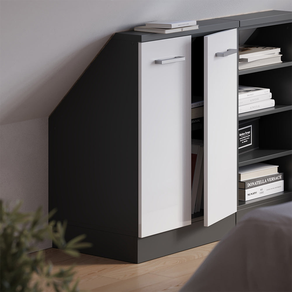Vicco Mobile sottotetto Bianco lucido/antracite con 2 porte