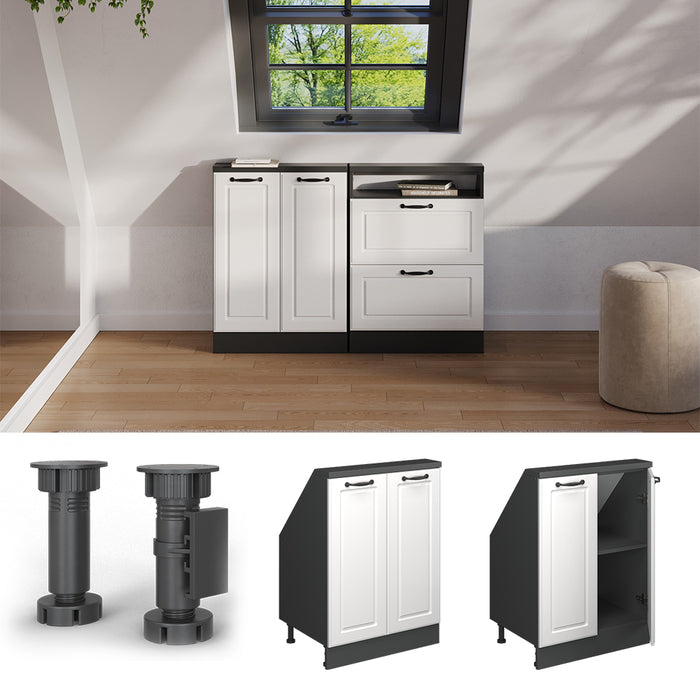 Vicco Mobile cucina sottotetto Bianco casa di campagna/antracite 60 cm con 2 porte