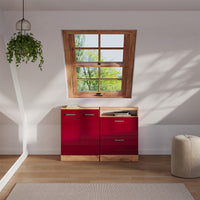 Vicco Mobile sottotetto Rosso lucido/rovere dorato con 2 porte